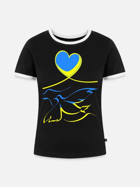 Ukraine - Frauen Kontrast-T-Shirt - Schwarz/Weiß
