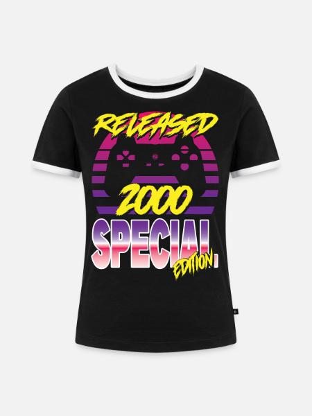 Released 2000 Special Edition - Frauen Kontrast-T-Shirt - Schwarz/Weiß