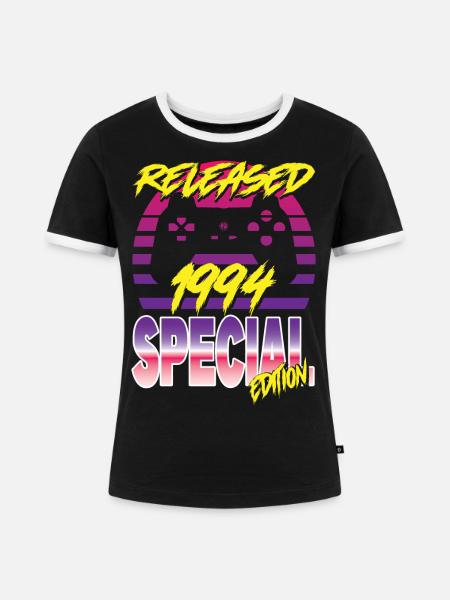 Released 1994 Special Edition - Frauen Kontrast-T-Shirt - Schwarz/Weiß