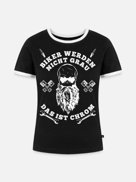 BIKER WERDEN NICHT GRAU - Frauen Kontrast-T-Shirt - Schwarz/Weiß