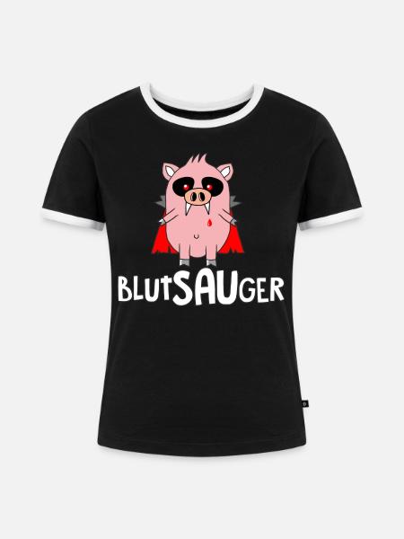 Blutsauger - Frauen Kontrast-T-Shirt - Schwarz/Weiß