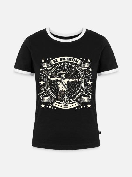 El Patron Western Silhouette - Frauen Kontrast-T-Shirt - Schwarz/Weiß