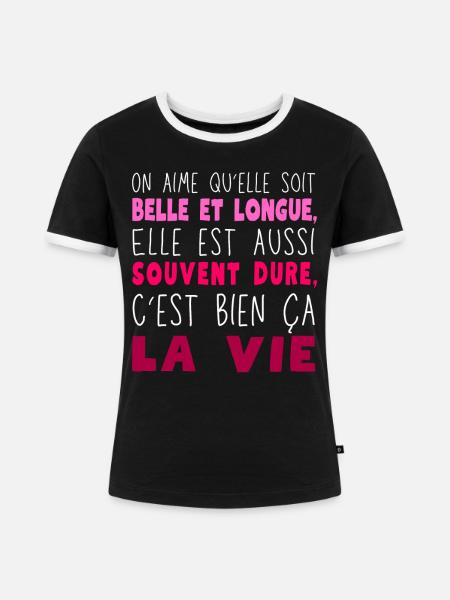 Schönes und langes Leben - Frauen Kontrast-T-Shirt - Schwarz/Weiß