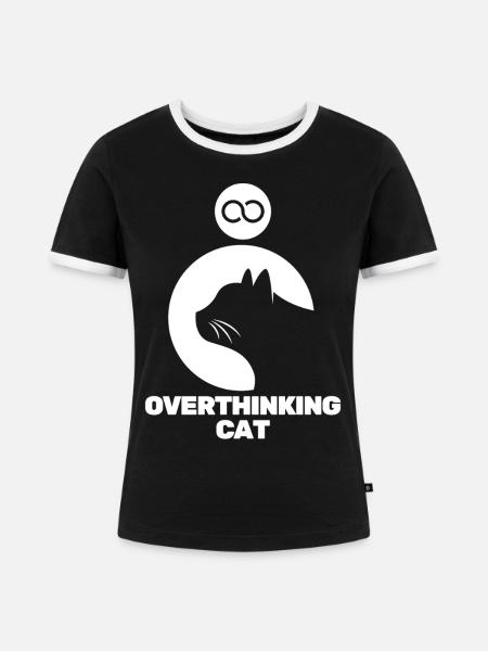 Überdenkende Katze - Frauen Kontrast-T-Shirt - Schwarz/Weiß