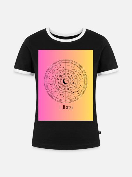 Waage-Tierkreis-Gleichgewicht - Frauen Kontrast-T-Shirt - Schwarz/Weiß