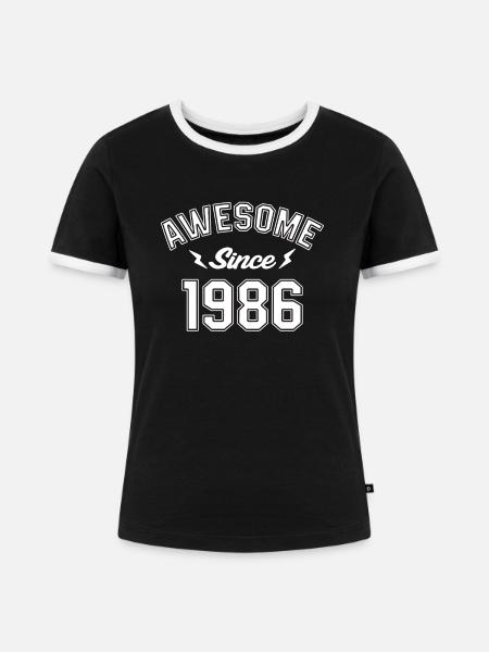 Super seit 1986 - Frauen Kontrast-T-Shirt - Schwarz/Weiß