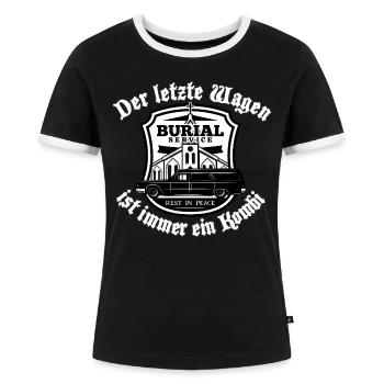 Der letzte Wagen ist immer ein Kombi - Frauen Kontrast-T-Shirt - Schwarz/Weiß - Vorne - Selfina (174cm)