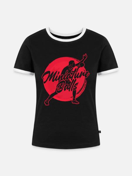 Miniaturbälle - Lustiges Ping Pong - Frauen Kontrast-T-Shirt - Schwarz/Weiß