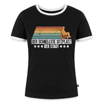 Rollstuhlfahrer Rollstuhl Lustiger Spruch - Frauen Kontrast-T-Shirt - Schwarz/Weiß - Vorne - Selfina (174cm)