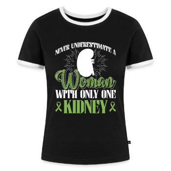 Organspender Niere Organtransplantation - Frauen Kontrast-T-Shirt - Schwarz/Weiß - Vorne - Selfina (174cm)