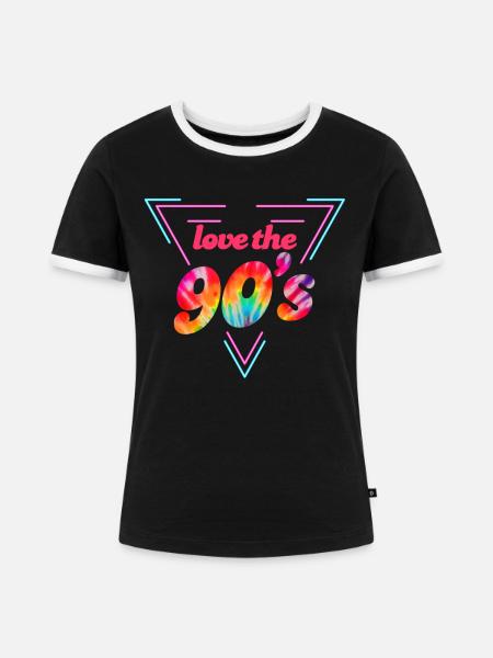 Musik 90er - Frauen Kontrast-T-Shirt - Schwarz/Weiß
