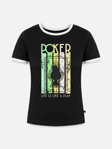 Poker Player Design - Frauen Kontrast-T-Shirt - Schwarz/Weiß