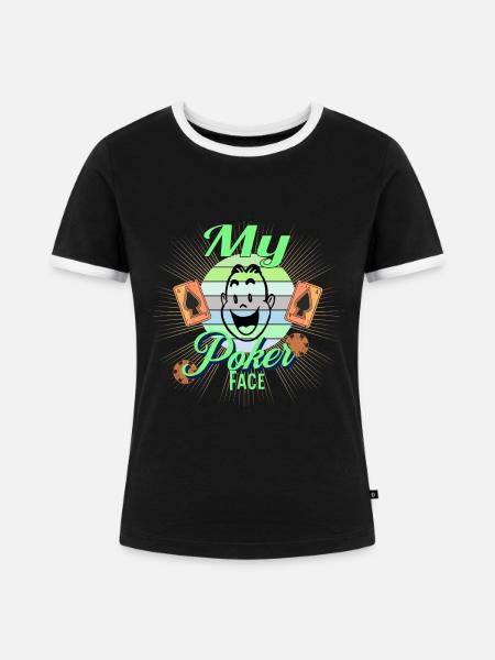 Poker Face - Frauen Kontrast-T-Shirt - Schwarz/Weiß