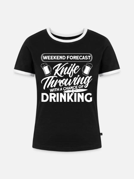 Messerwurfscheibe Geschenk Messerwerfer - Frauen Kontrast-T-Shirt - Schwarz/Weiß