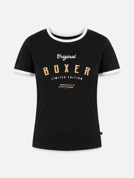 Boxer Limited Edition Boxen - Frauen Kontrast-T-Shirt - Schwarz/Weiß