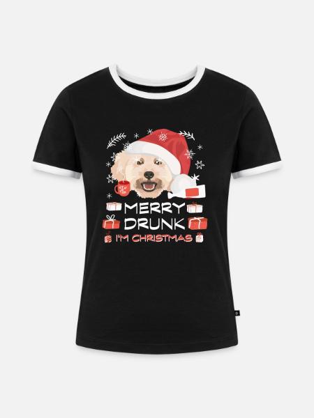 Pudel Weihnachtsmarkt - Frauen Kontrast-T-Shirt - Schwarz/Weiß