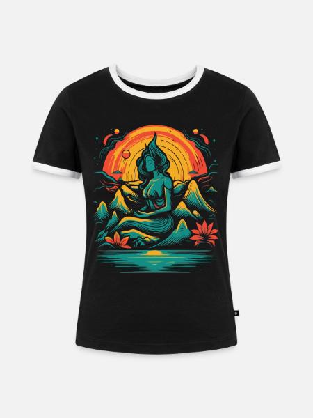 Beruhige dich und meditiere - Frauen Kontrast-T-Shirt - Schwarz/Weiß