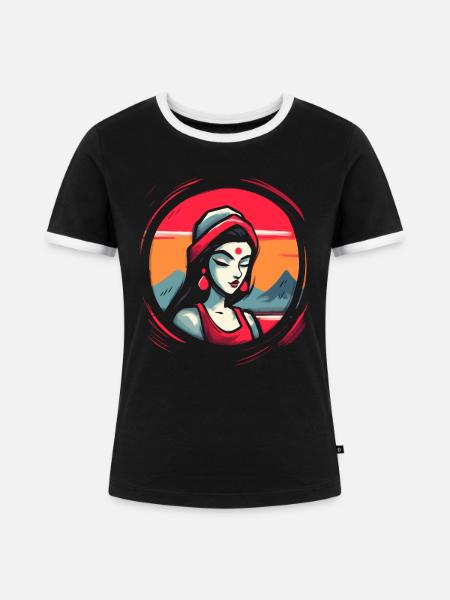 Orientalische Prinzessin - Frauen Kontrast-T-Shirt - Schwarz/Weiß