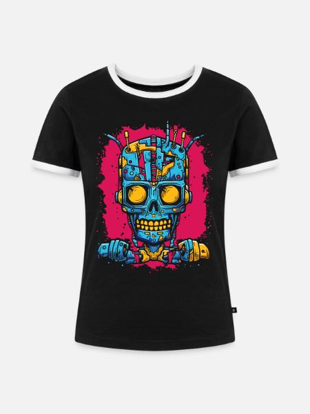 Roboter Cyborg Zombie - Frauen Kontrast-T-Shirt - Schwarz/Weiß