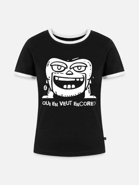 Wer will noch etwas? - Frauen Kontrast-T-Shirt - Schwarz/Weiß