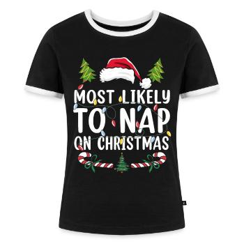 Family Christmas Crew - Frauen Kontrast-T-Shirt - Schwarz/Weiß - Vorne - Selfina (174cm)