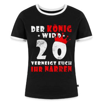 20 Krone 20. Geburtstag 20 Jahre - Frauen Kontrast-T-Shirt - Schwarz/Weiß - Vorne - Selfina (174cm)