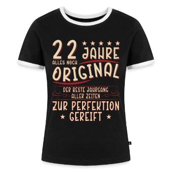 22 Geburtstag 22 Jahre Mann 22 jahre legende 22 - Frauen Kontrast-T-Shirt - Schwarz/Weiß - Vorne - Selfina (174cm)