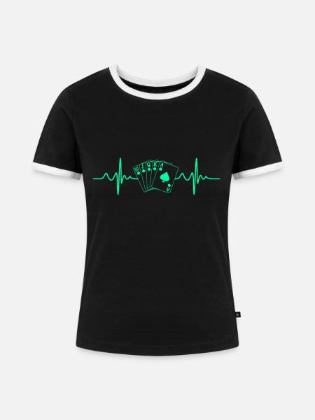 Royal Flush Herzschlag - Frauen Kontrast-T-Shirt - Schwarz/Weiß