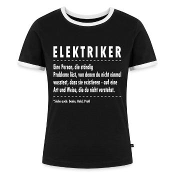 Lustige Elektriker Definition Elektriker - Frauen Kontrast-T-Shirt - Schwarz/Weiß - Vorne - Selfina (174cm)