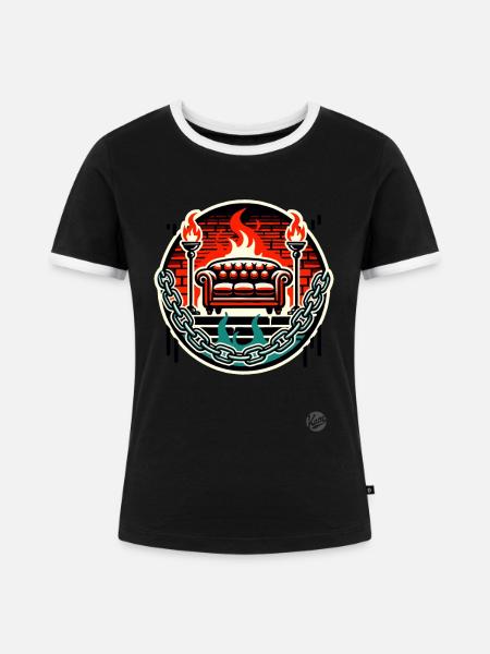 Das Sofa - Frauen Kontrast-T-Shirt - Schwarz/Weiß