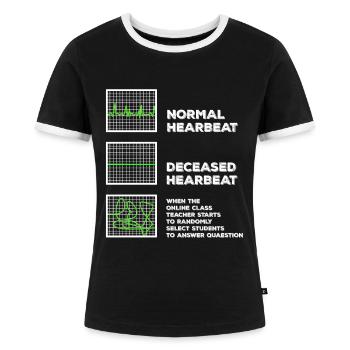 Student Studium Herzschlag schule - Frauen Kontrast-T-Shirt - Schwarz/Weiß - Vorne - Selfina (174cm)