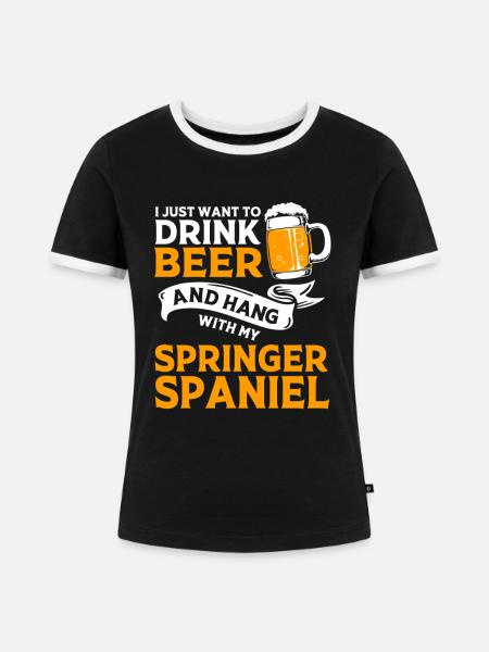 Springer Spaniel - Frauen Kontrast-T-Shirt - Schwarz/Weiß
