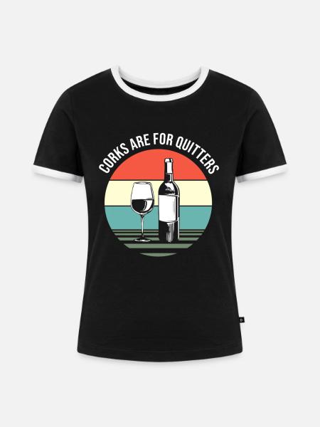 Wein Sommelier Feinschmecker - Frauen Kontrast-T-Shirt - Schwarz/Weiß