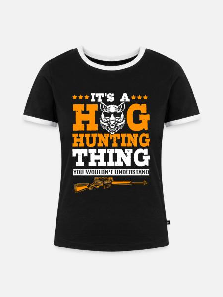 Wildschwein Jagd - Frauen Kontrast-T-Shirt - Schwarz/Weiß