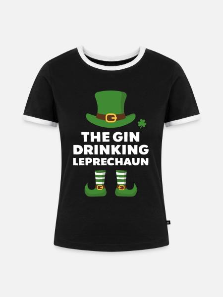 Der Gin trinkende Kobold - Frauen Kontrast-T-Shirt - Schwarz/Weiß