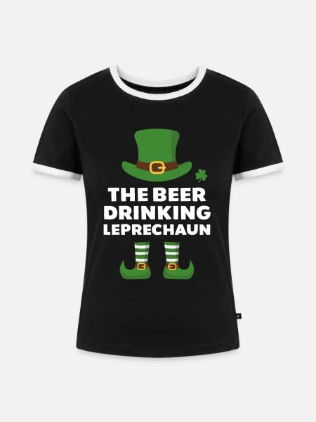 Der Bier trinkende Kobold - Frauen Kontrast-T-Shirt - Schwarz/Weiß