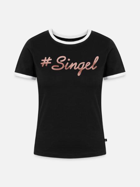 singel - Frauen Kontrast-T-Shirt - Schwarz/Weiß