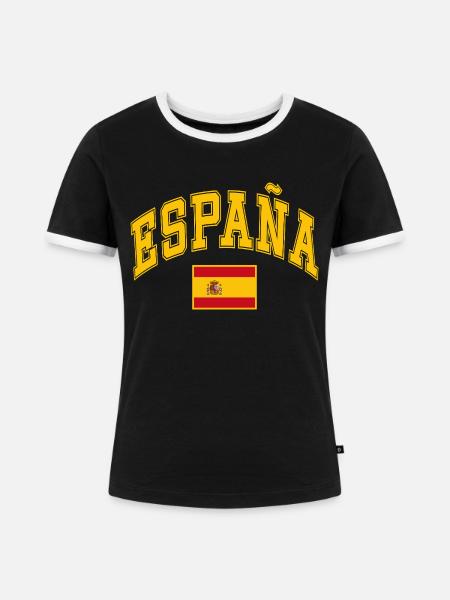Spanien Flagge - Frauen Kontrast-T-Shirt - Schwarz/Weiß
