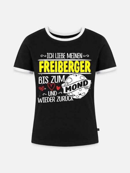 FREIBERGER - Mond - Frauen Kontrast-T-Shirt - Schwarz/Weiß