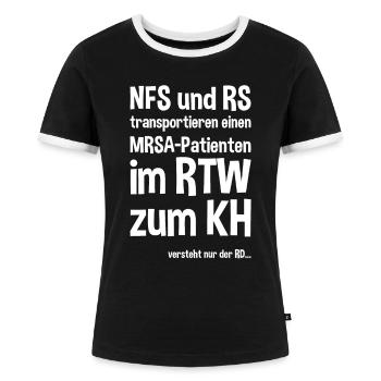 Notfallsanitäter Rettungssanitäter Spruch - Frauen Kontrast-T-Shirt - Schwarz/Weiß - Vorne - Selfina (174cm)