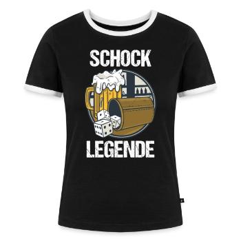 Schock Legende Schocken Würfelspiel Trinkspiel - Frauen Kontrast-T-Shirt - Schwarz/Weiß - Vorne - Selfina (174cm)