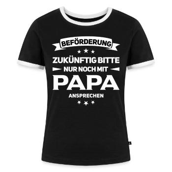 Schwangerschaft verkünden Papa Baby Werdender Papa - Frauen Kontrast-T-Shirt - Schwarz/Weiß - Vorne - Selfina (174cm)