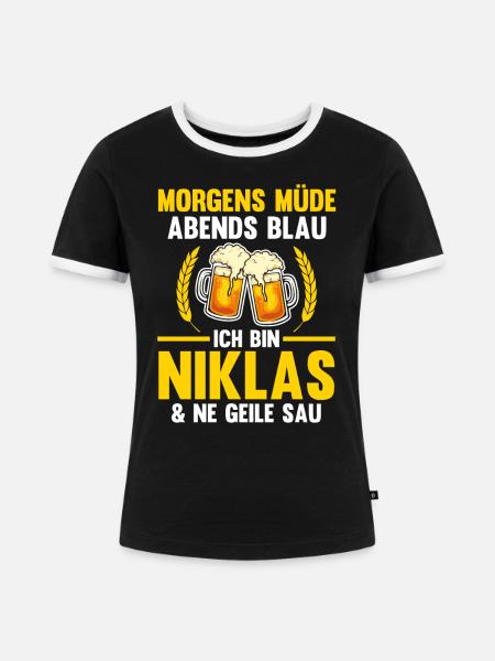 Niklas - Frauen Kontrast-T-Shirt - Schwarz/Weiß