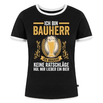 Bier Bauherr - Frauen Kontrast-T-Shirt - Schwarz/Weiß - Vorne - Selfina (174cm)