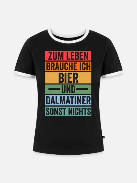 Bier Hund Dalmatiner - Frauen Kontrast-T-Shirt - Schwarz/Weiß