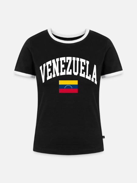 Venezuela Flagge - Frauen Kontrast-T-Shirt - Schwarz/Weiß