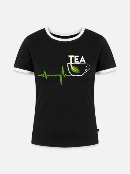 Heartbeat Tee Geschenk - Frauen Kontrast-T-Shirt - Schwarz/Weiß
