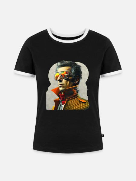 Retro Flash No39 - Frauen Kontrast-T-Shirt - Schwarz/Weiß