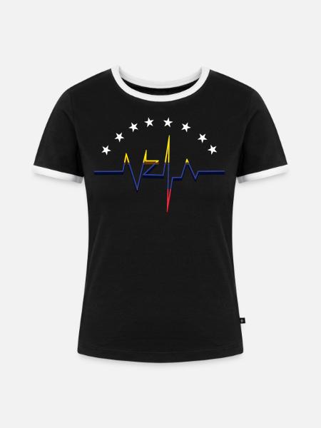 Herzschlag Venezuela - Frauen Kontrast-T-Shirt - Schwarz/Weiß