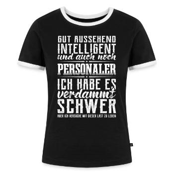 Personaler Human Resources Lustig Personal - Frauen Kontrast-T-Shirt - Schwarz/Weiß - Vorne - Selfina (174cm)